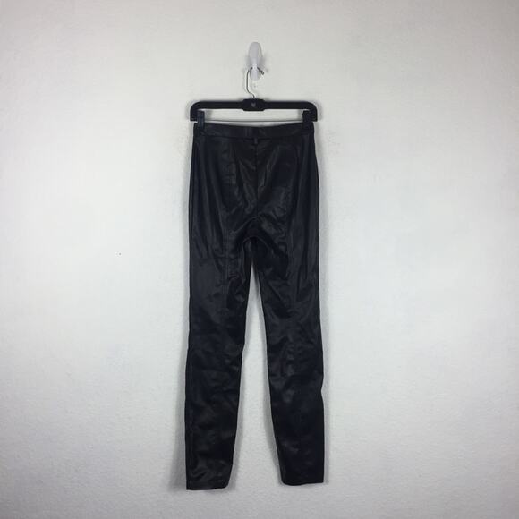 Jason Wu Black Vegan Leather Split Hem Trouser Pants Small - Picture 15 of 16